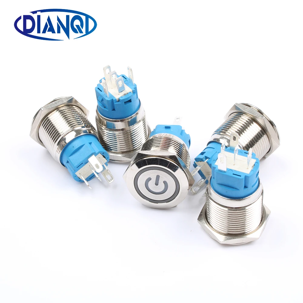 

19mm Waterproof Momentary latching Stainless Steel Metal Doorbell power sign Push Button Switch LED Car Auto Engine PC