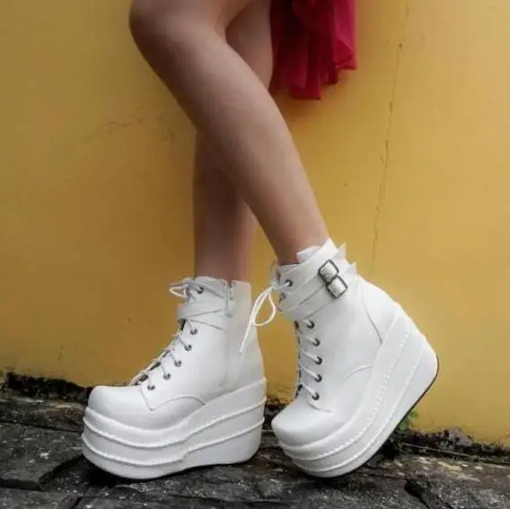 

8-Free Shipping TOP Popular Winter Shoe Woman Ankle Boots Wedges Fashion Buckles High heels Trifle Short Boot  Paltform Big size