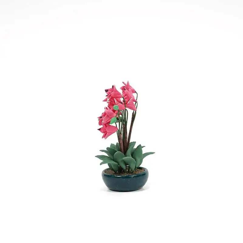 1:12 Scale Dollhouse Miniature Clay Flowers in Rattan Pot Planter Fairy Garden