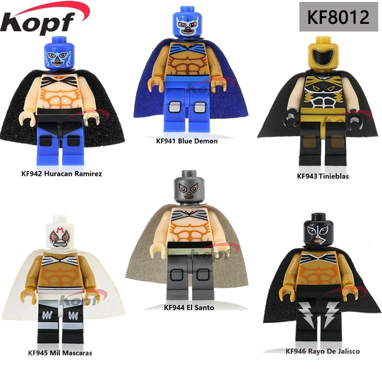 

KF8012 Super Heroes Building Blocks Mexico Movie Huracan Ramirez Mil Mascaras Rayo Bricks Education Model For Children Gift Toys