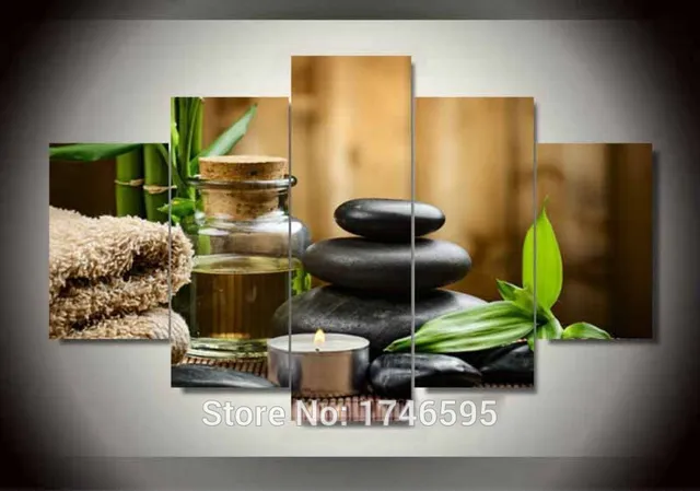 5pcs Modern Home Decor Living Room Spa Stone Bamboo Candles 5pcs Modern Home Decor Living Room Spa Stone Bamboo Candles Wall Art Picture Printed Oil