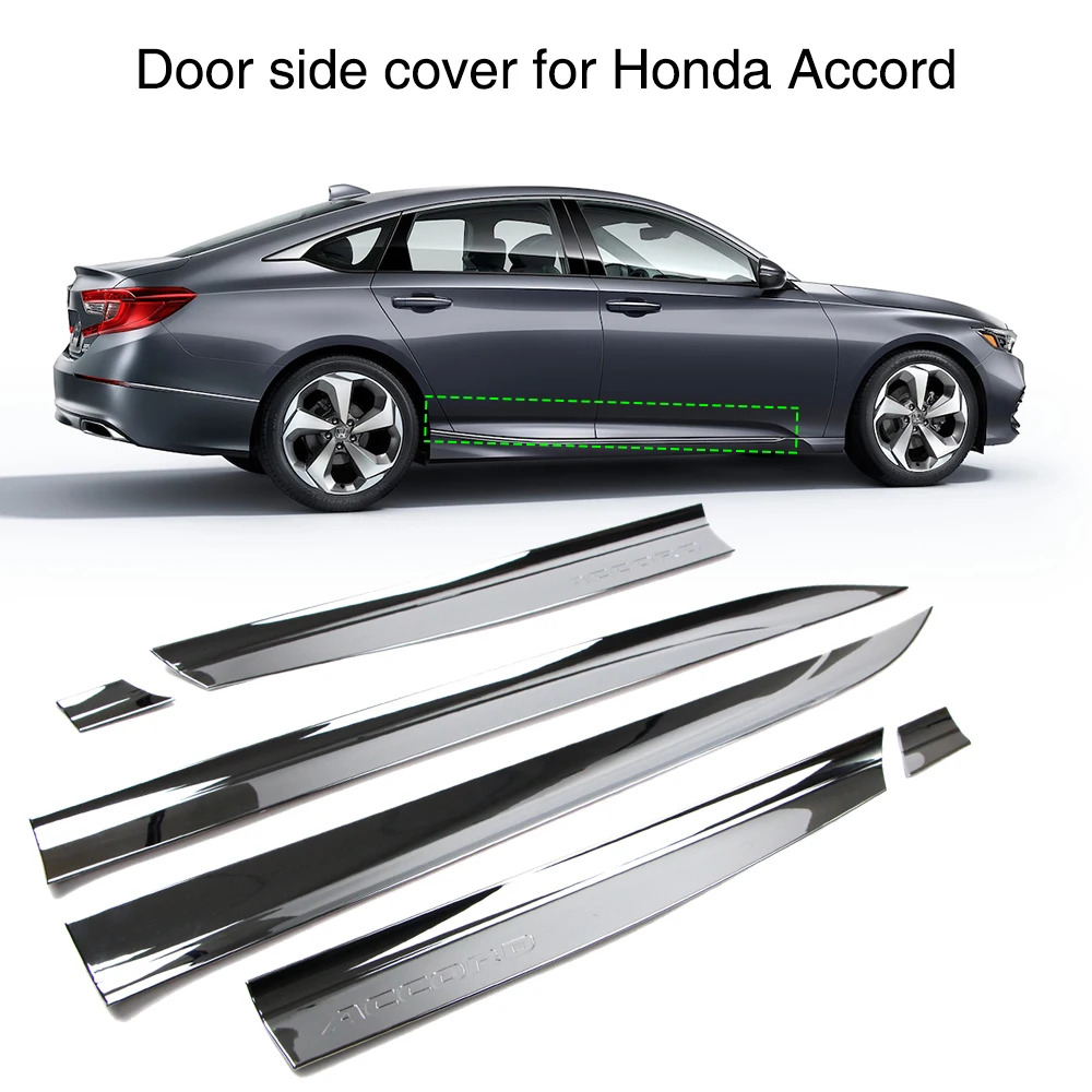 Fit Honda Accord 13-17 Chrome Side Body Door Moulding Lid Cover Trim Plate Kit**