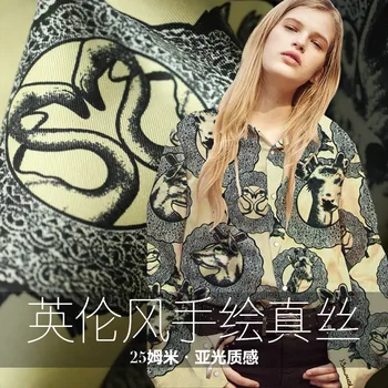 

Hand-painted cartoon printing heavy silk cotton fabric 25 mm twill silk fabric natural cotton fabric wholesale cotton cloth
