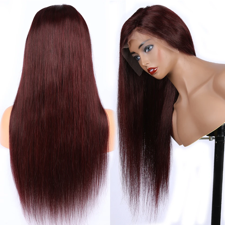 

99j Red Lace Front Wigs Human Hair Straight 13x6 Deep Part Pre Plucked Hairline with Baby Hair Brazilian Non Remy Hair Xcsunny