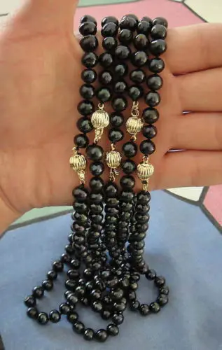 

Wholesale 5Strands 8-9mm Black Akoya Cultured Pearl 14KGP GP Clasp Necklace 18