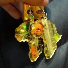 Большие африканские серьги с картой Сверкающие Золотые Зеркальные серьги акриловые модные висячие серьги