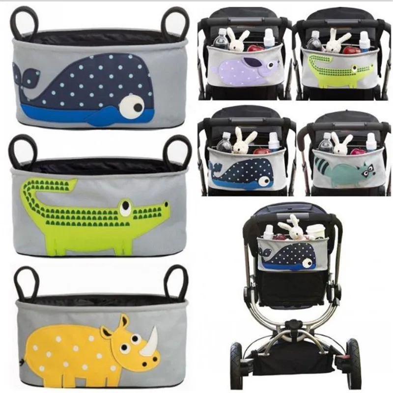 

Lunch Organizador Bottle Mum Bag Hang For Baby stroller hanging bag, waterproof cartoon animal print storage bag