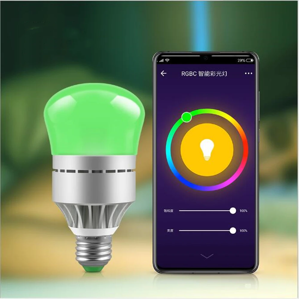 

Smart WiFi Bulb E27 RGB support phone APP dimming Suitable for family living room bedrooms 12W LED decorative lights