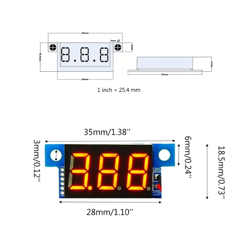 DC0-10A Digital LED Ammeter Current Panel Meter 0.36in Module Reverse protection 