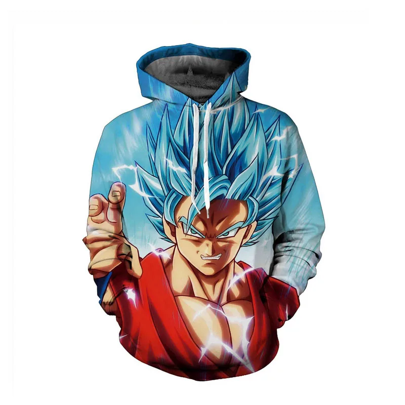 Coshome Dragon Balls Super Saiyan God Goku Hoodies Cosplay Costumes Men Women Jacket Thick Coat Blue Tops (5)