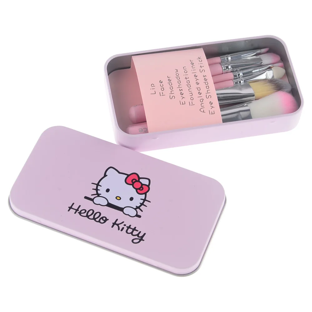 2015 Hot Hello Kitty 7 Pcs Mini Makeup brush Set cosmetics kit de