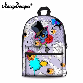 

Noisydesigns Skull rose funny 3D Printing Shoulder Backpack for Teen students kid gifts bag Customize image Children Schoolbag