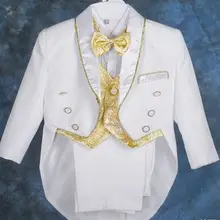 Смокинг для маленьких мальчиков; одежда для маленьких мальчиков; джентльменская Бабочка; комплект из 5 предметов для маленьких мальчиков; 931A