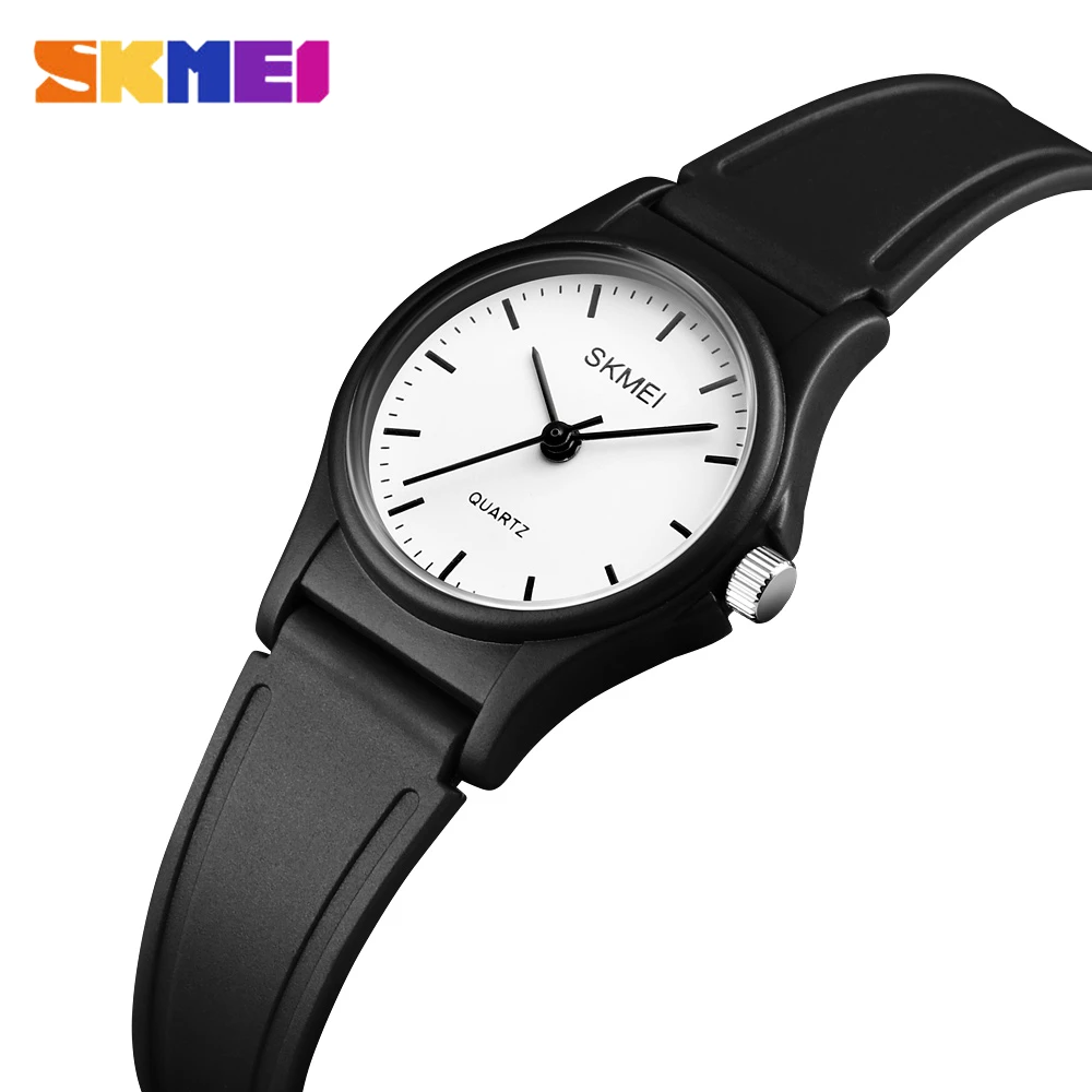 SKMEI новые детские часы для мальчиков и девочек детские часы спортивные часы для улицы простые водонепроницаемые PU Starp кварцевые наручные часы 1401 reloj - Цвет: Black