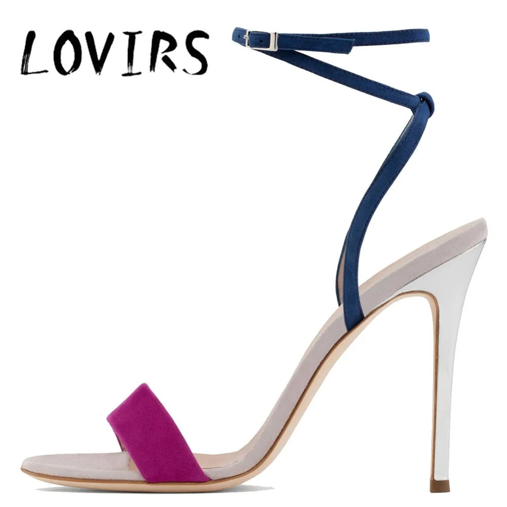 

LOVIRS Women Contrast Color Lace Up Open Toe Cross Tied Ankle Strap Pumps High Heel Stiletto Slingback Sandals for Dress Party
