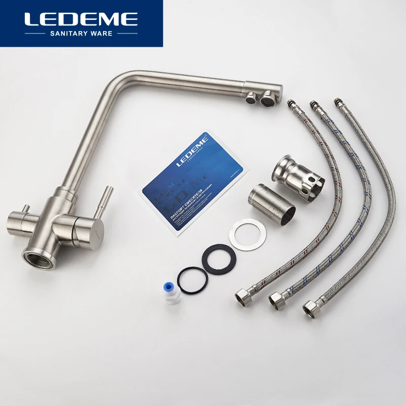  LEDEME Kitchen Faucet with Filtered Water Double Spout Water Purification Stainless Steel Kitchen T - 32853800413