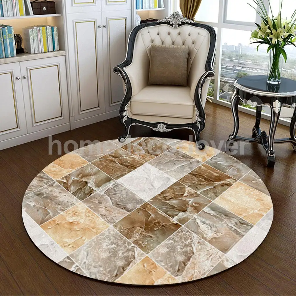 60cm Round 3D Desktop Table Top Countertop Furniture Protection Film Table Sticker PVC Film Decal Murals Cover Film	