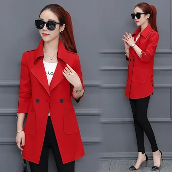 

Suit collar coat women long section coat 2020 spring new women Korean Slim small suit women