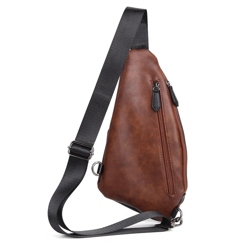 Мужская нагрудная сумка в стиле ретро из искусственной кожи, сумка на одно плечо, водонепроницаемая дорожная мужская сумка-мессенджер, нагрудный карман, сумка через плечо