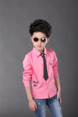 Повседневная рубашка для мальчиков белый и розовый Обувь для мальчиков Сорочки выходные для мужчин Garcon/Сорочки и рубашки для мальчиков 6bbl119 - Цвет: PINK