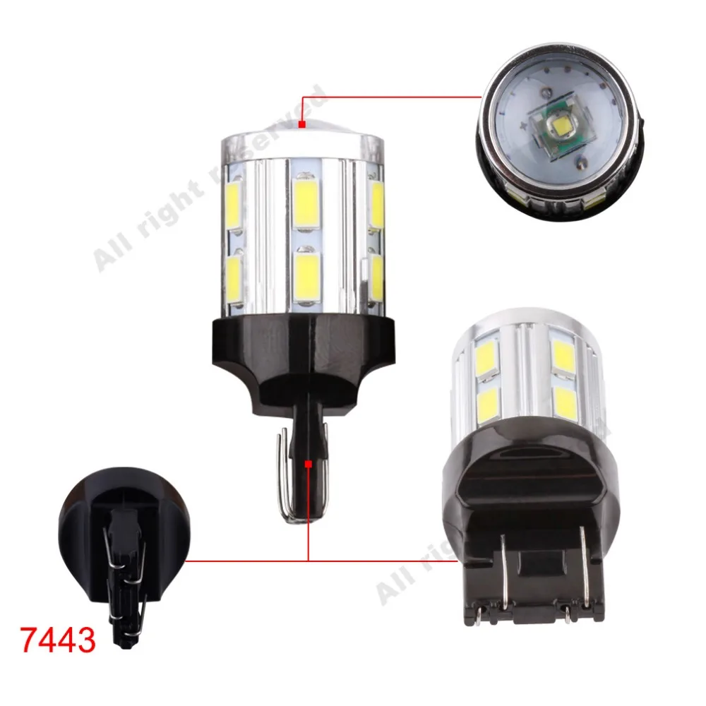 2 шт. T20 W21 5 Вт 7443 светодиодный Белый светодиодный чип 12SMD 5730 Автомобильные стоп-сигналы фонарь заднего хода лампы для фар 7440 W21W светодиодный лампы света DRL 12V