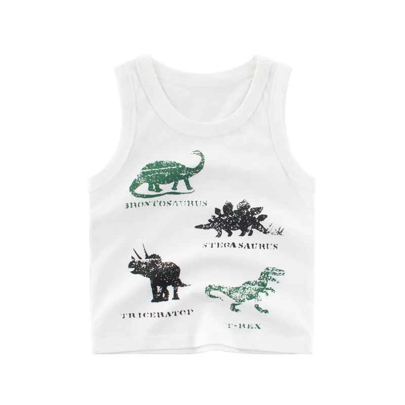 

New Summer Boys T Shirt Cotton Sleeveless Cartoon Dinosaur CottonT Shirt For Boy Tops Tees Outwear Clothing Baby Kids Clothes