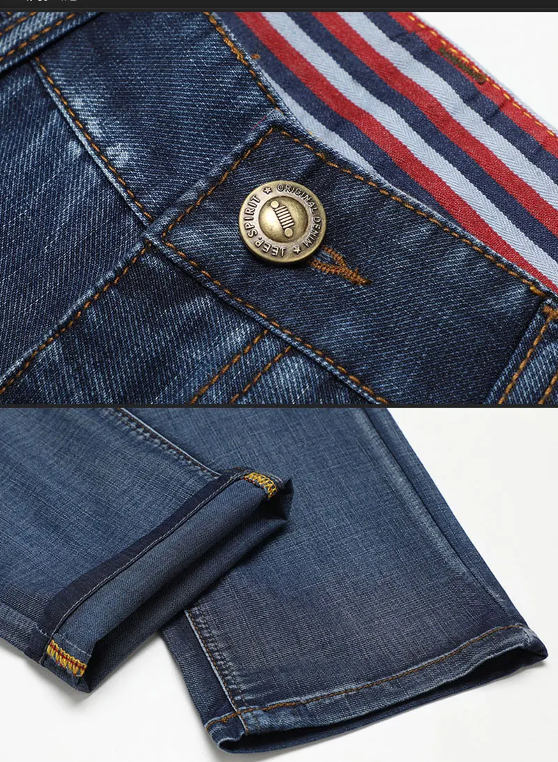 2019 Spring Summer JEEP Brand Cotton Jean Elastic Mens Casual Full Length Mid Waist Straight Jeans Cotton Pants Fashion Trousers (43)
