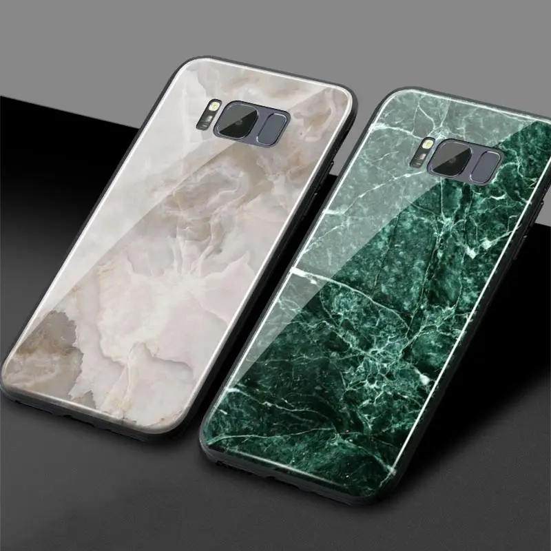 

Aesthetic Marble green jade pattern texture Phone Case Glass Soft Silicone For Samsung Galaxy S7 Edge S8 S9 Plus Note8 9 10 PLUS