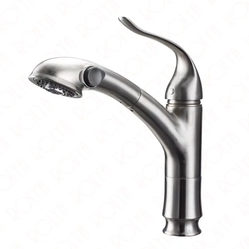 2017 Wholesale Polished Copper Swivel Robinet Torneira Cozinha Nickle Brushed Pull Out Kitchen Faucet Sink Mixer