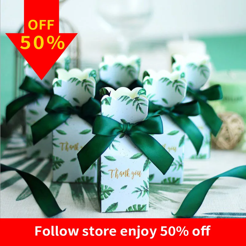 AVEBIEN 50pcs Creative Fishtail Chocolate Paper Gift Box Sugar Decoration Wedding Decoration Wedding Favors and Gifts Candy Box