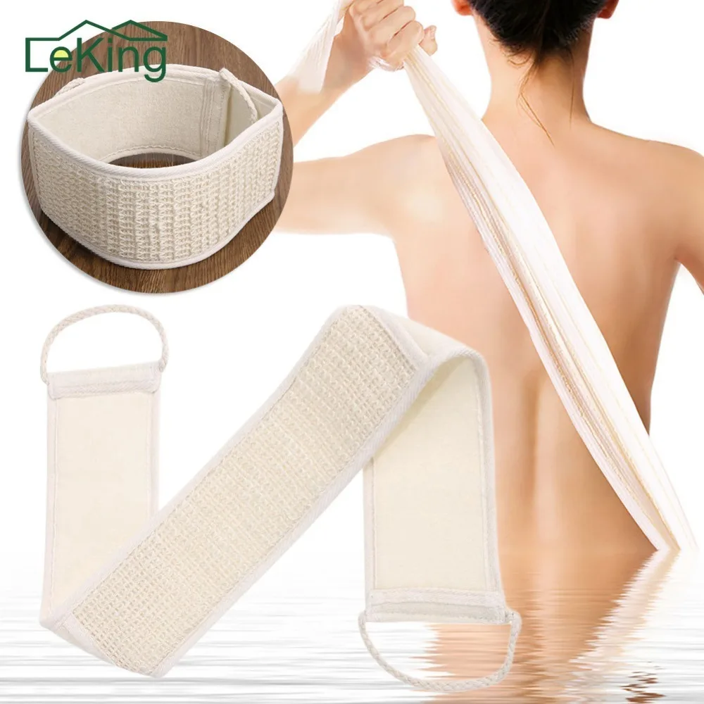 

LeKing New Loofah Linen Bath Towel Rub Brush Pull Back Strip Rub Back Belt Bath Towel strong rubbing Bathroom Tools