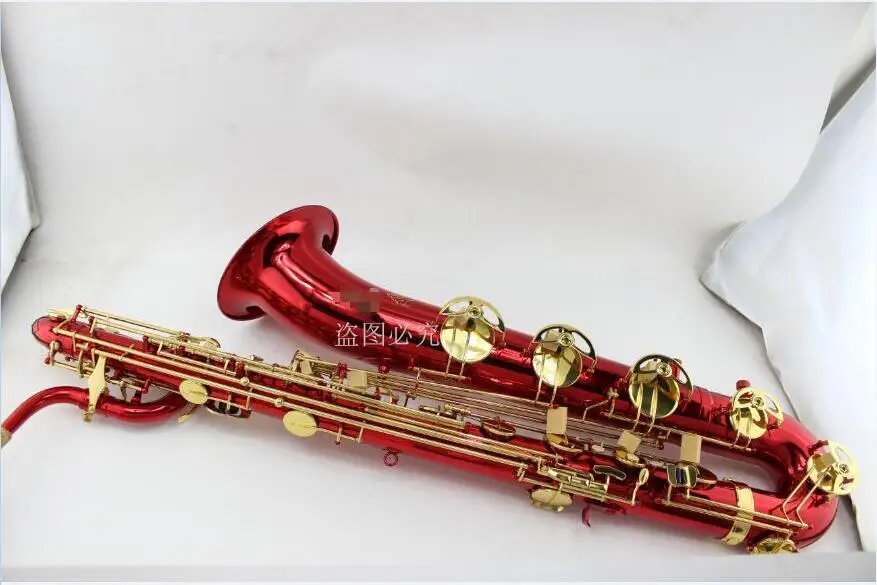 New Red Baritone Saxophone with Low A high F customized in Saxophone