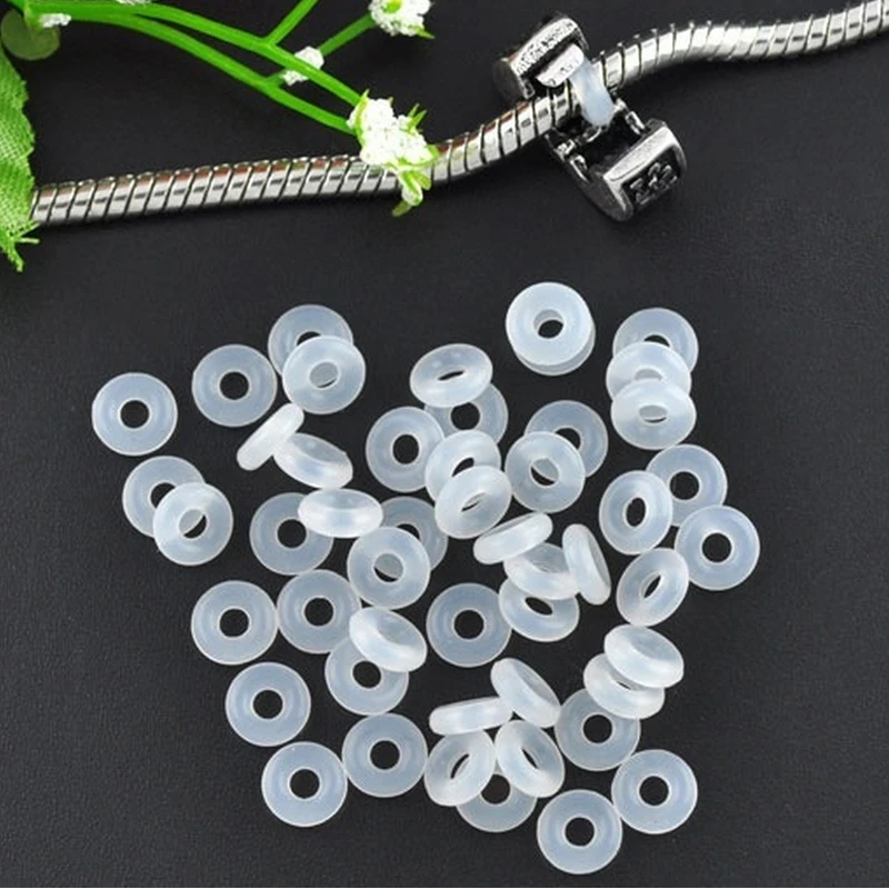 Free Shipping 20pcs White Rubber Clip Charms Safety Stopper Bead Fits  European Style Pandora Charm Bracelets & Necklaces