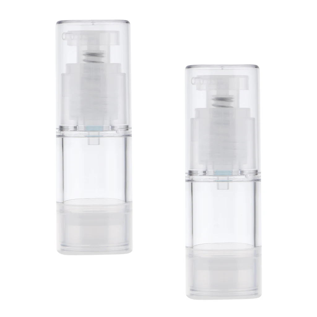 2 Pieces 15/30/50 ml Airless Pump Bottles, Great for Essential Oils, Lotions and Liquid Soap