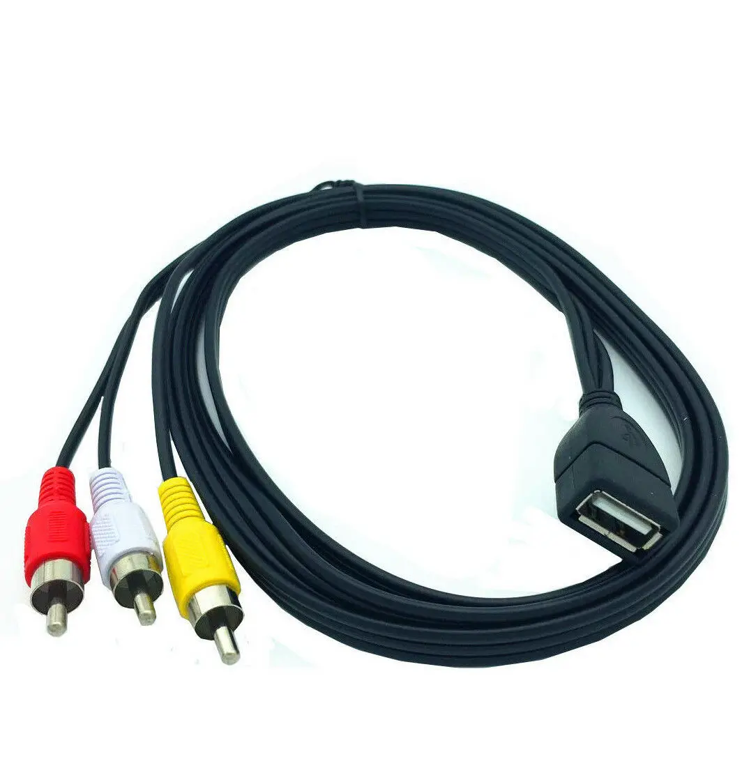 

1.5m USB A Female to 3 RCA Phono AV Cable Lead PC TV Aux Audio Video Adapter