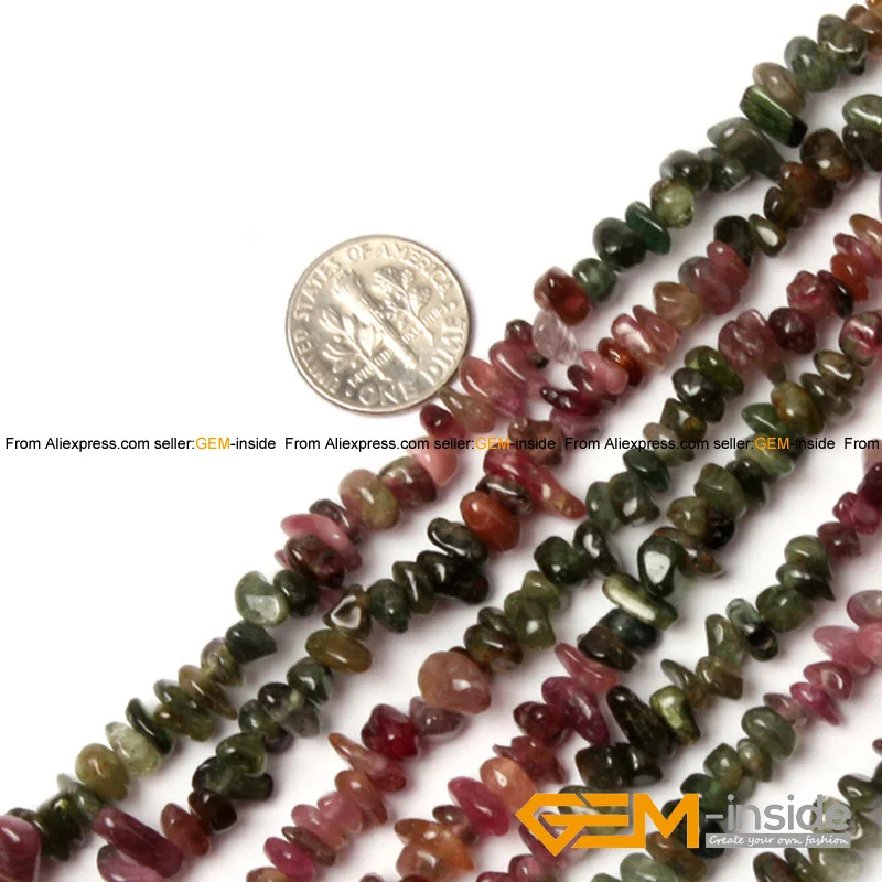 6-7 мм натуральные камни чипы гравия бусины для изготовления ювелирных изделий нить 1" Кианит красный Родонит многоцветный Турмалин Ларимар pick - Цвет: tourmaline