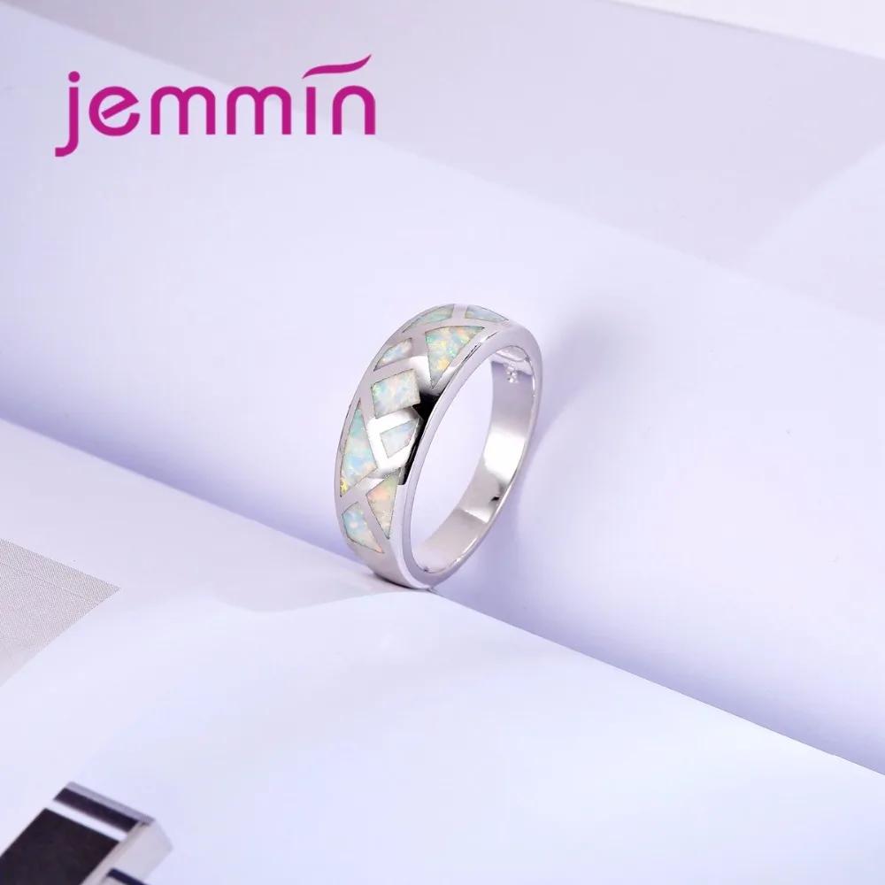 Новое модное Радужное кольцо с белым опалом 925 пробы Серебряное ювелирное изделие для женщин аксессуары для свадебной вечеринки и Помолвки
