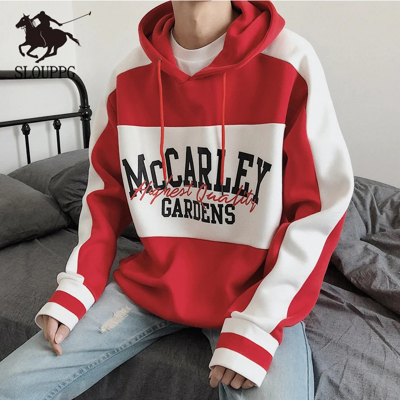 

SLOUPPG Fashion Autumn Winter Sweatshirts Men's Hooded Hip Hop Long Sleeve Sweatshirt Youth Trend Casual Student Top