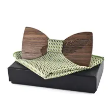 Мужской геометрический перьевой Выгравированный резной галстук для свадебной вечеринки полосатый деревянный галстук-бабочка клетчатый платок Цветочный Карманный квадратный галстук-бабочка