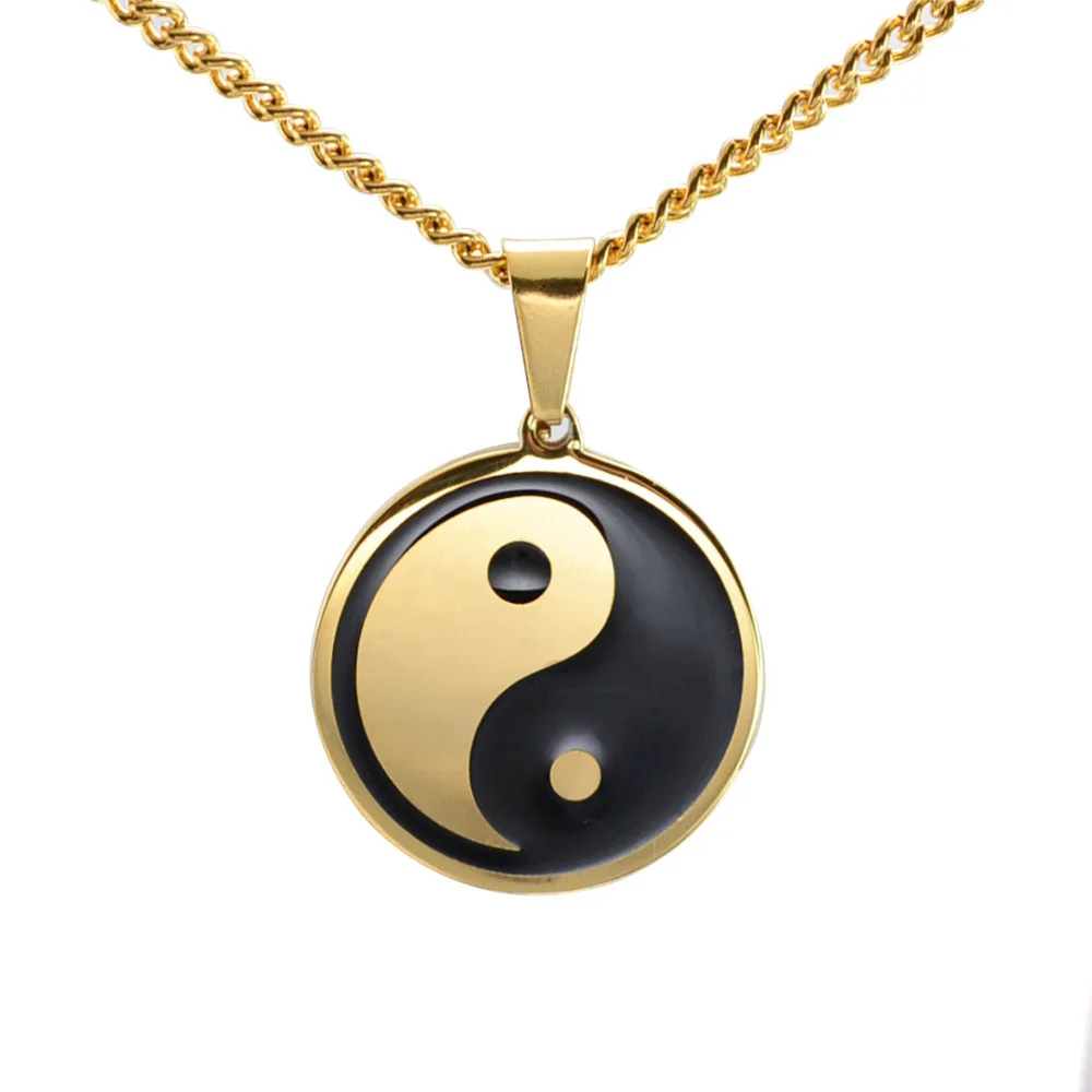 Buy Gold Silver Tone Black Stainless Steel Yin Yang