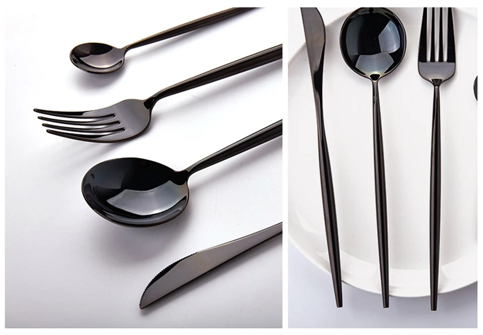 LIYIMENG Exquisite Tableware 24Pcs Western Dinnerware Knife Fork Stainless Steel Steak Cutlery Dinner Set Tools17