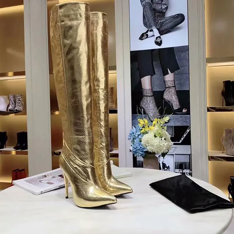 

2019 New Fashion Spring/Autumn Genuine Leather Super High-heeled 11.5cm Pointed Toe Women Boots Luxury Shoes Women Designers