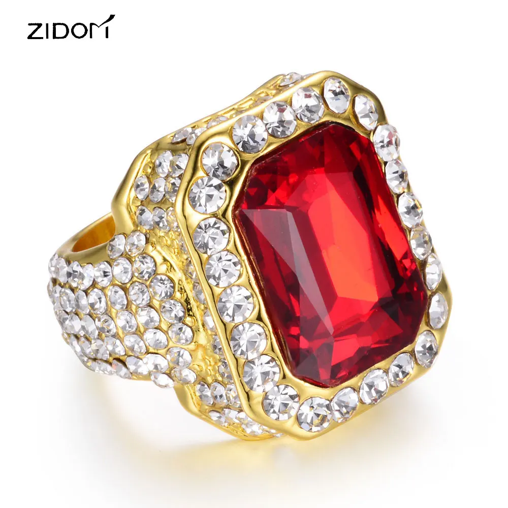 

2018 Men Hiphop iced out bling bling gem rings fashion full rhinestone Exquisite mens ring hip hop jewelry gifts