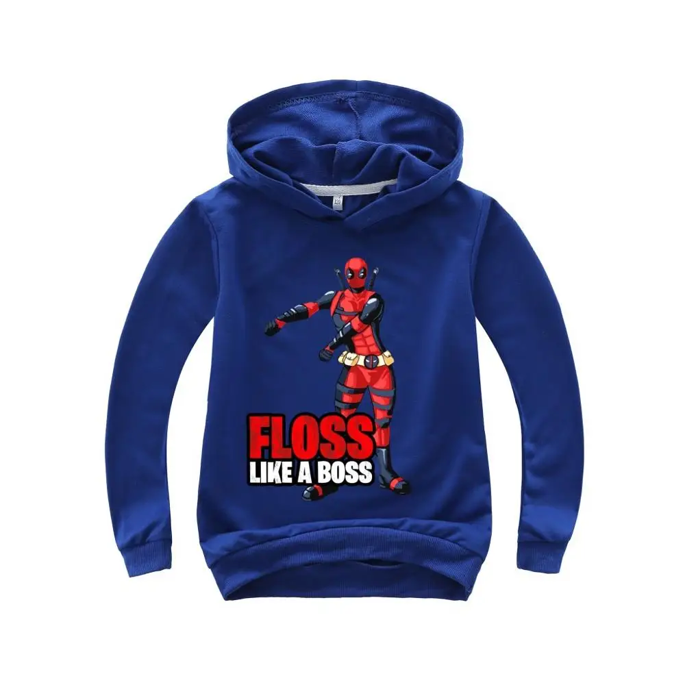 Синий FLOSS LIKE A BOSS/ г.; летние топы для мальчиков с супергероями, Веном, дэдпулом; толстовка с капюшоном; Детские футболки; одежда из хлопка - Цвет: Синий