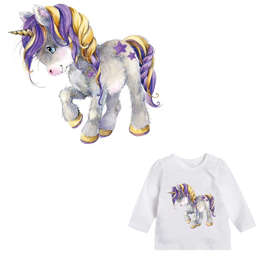 

XC Lovely Clothes Patches for Kids Unicorn Heat Transfers Stickers Iron-on Patch DIY Decoration Appliques for Parent-childs