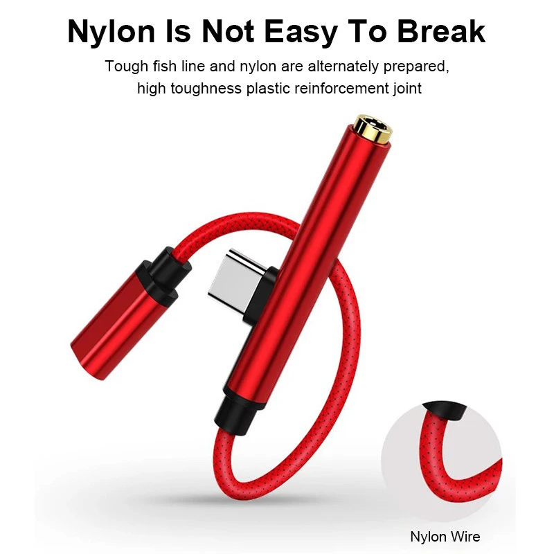 

Black Charging Usb Type C Adapter Charger Audio Cable 2 In 1 Type-C To 3.5mm Jack Headphone Aux Converter