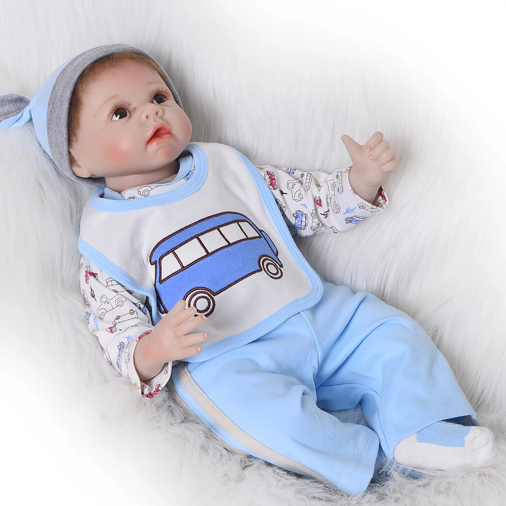 

Wholesale 22'' Doll Reborn Babies Silicone Vinyl Body Realista Reborn-Boneca Boy bebe Toy Doll Kid Playmates Birthday Gifts Hot