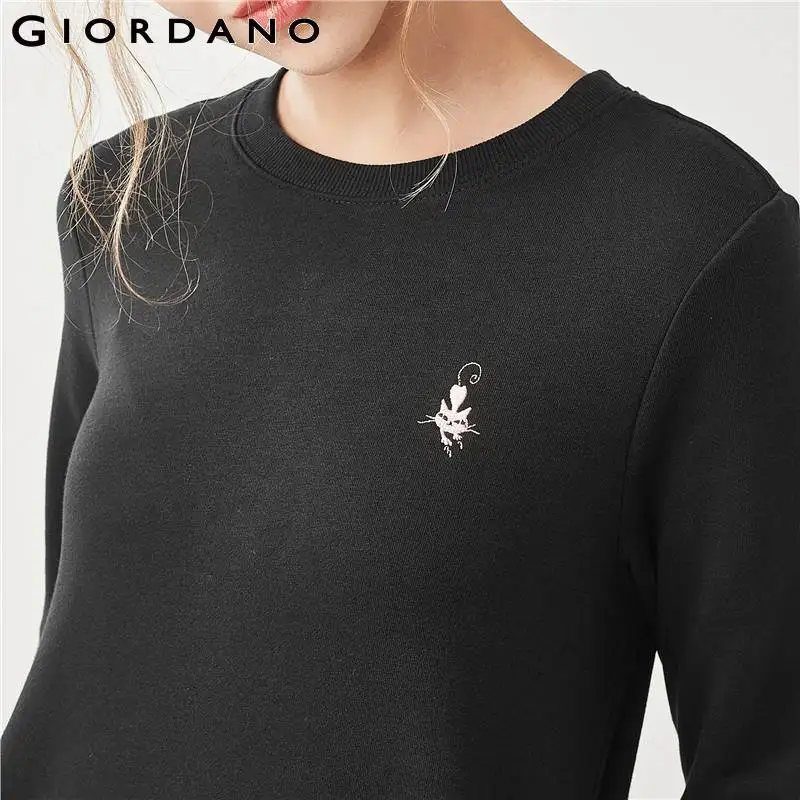 Giordano Женская Толстовка Платье женское вышитое животное флисовая подкладка
