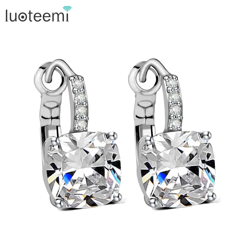 

LUOTEEMI European Style Geometirc Cut Pure CZ Crystal Novel Sexy Lady Luxury Latest Dinner Party Fashion Earring For Women