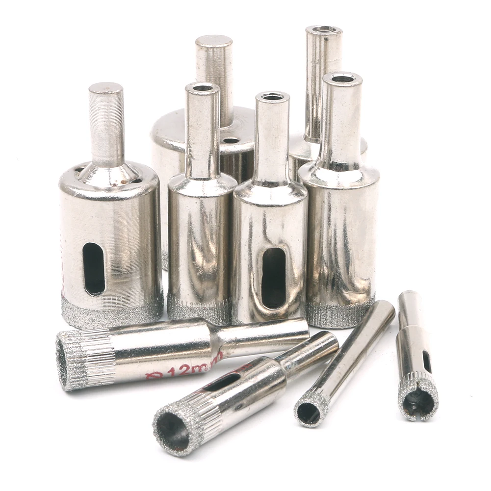 Kopen 10 stks 6mm 30mm Diamond Coated Hole Saw Glas Core Boor Set Marmeren Keramische Tegels